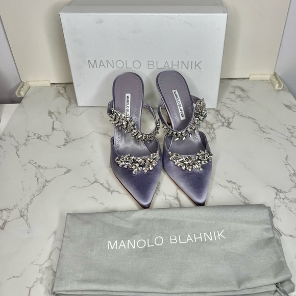 Manolo Blahnik Lurum Mules Purple Size 40 - Picture 10 of 11
